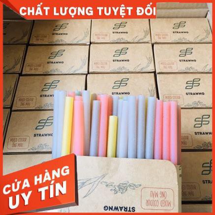 COMBO 4 HỘP Ống Hút Gạo - Màu Mix - 8mm x 22cm - Thân thiện với môi trường