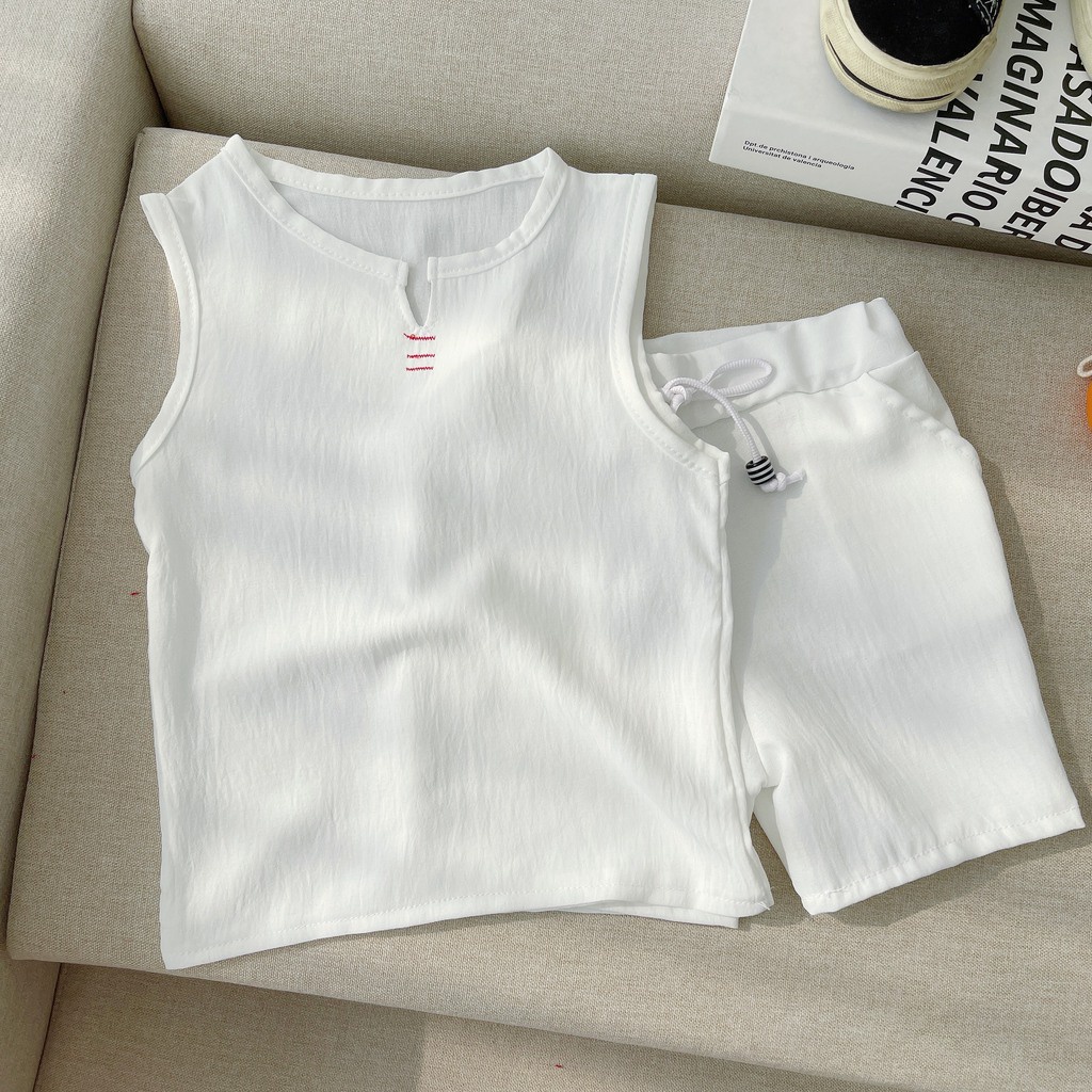 Bộ ba lỗ đũi cho bé trai và bé gái,Bộ sát nách đũi nhăn Cho bé 8-23kg BINBON KIDS