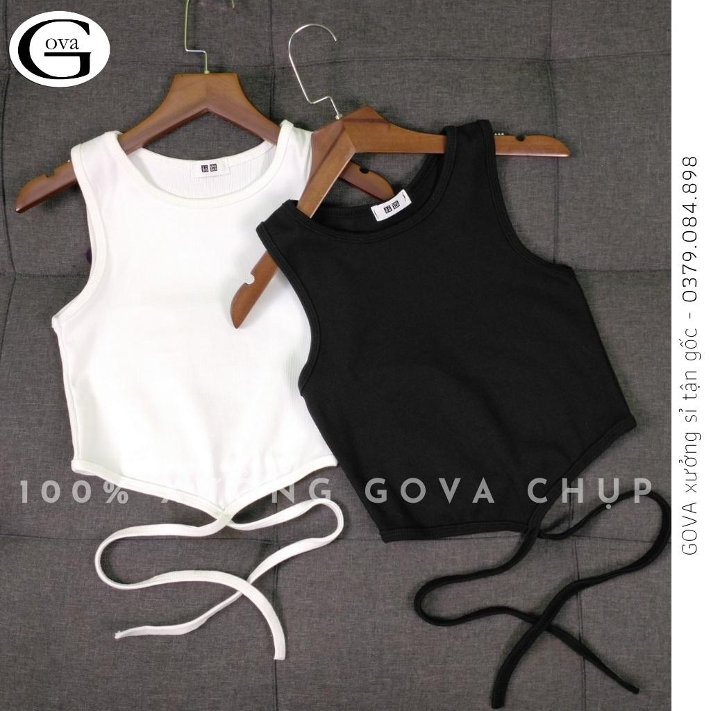 Áo Croptop Ba Lỗ DÂY QUẤN BỤNG Thun Gân Kiểu Sexy Nữ, Áo Thun Ôm Body Đẹp GOVA
