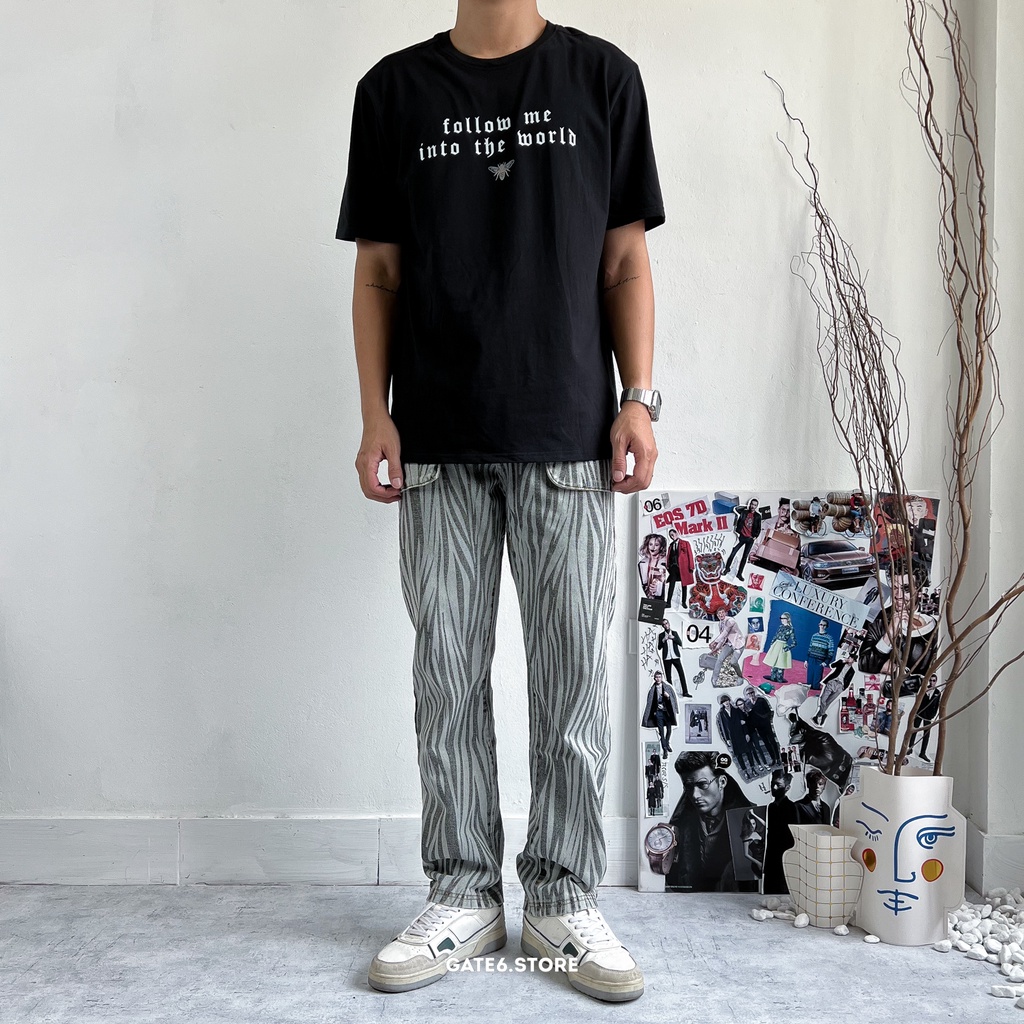 Quần Jean Nam DC, quần bò dáng suông họa tiết ngựa vằn Streetstyle độc lạ cá tính - GATE6 - #D905