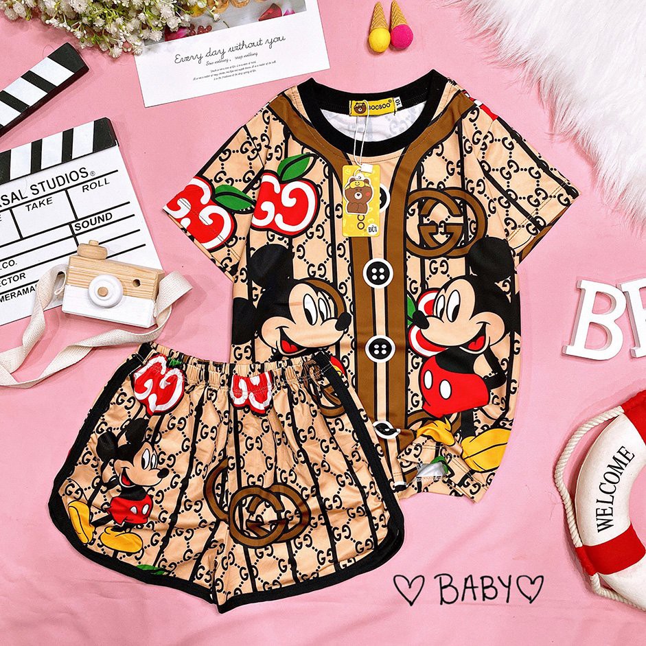 P2 Đồ Bộ Pijama Thun Baby SIZE 20-30KG Tay Ngắn Quần Đùi Họa Tiết Hoạt Hình Dễ Thương