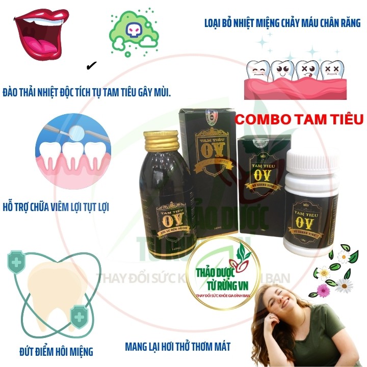 Combo Nước Xúc Miệng Tam Tiêu Và Viên Uống Phòng Ngừa Hôi Miệng Hiệu Quả