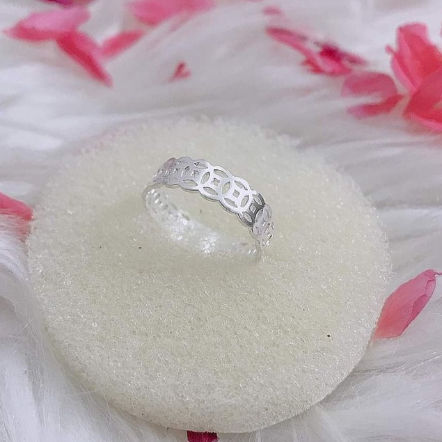 Nhẫn kim tiền bạc thật chuẩn 925 DaLiA Jewelry nhẫn bạc nữ trơn cá tính cho nàng xinh