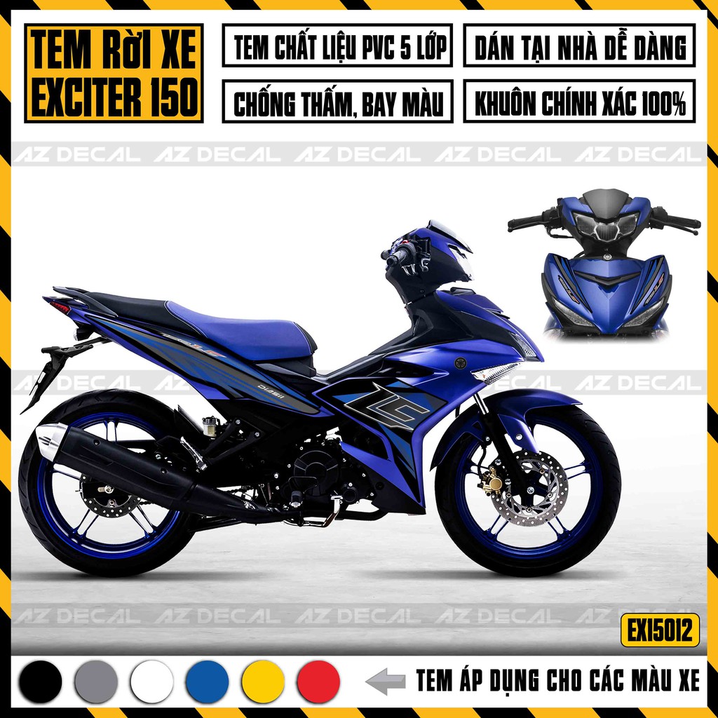 Tem Xe Exciter 150 Mẫu LC | EX15012 | Chất Liệu Decal PVC Cao Cấp, Dán Trang Trí Làm Đẹp Xe