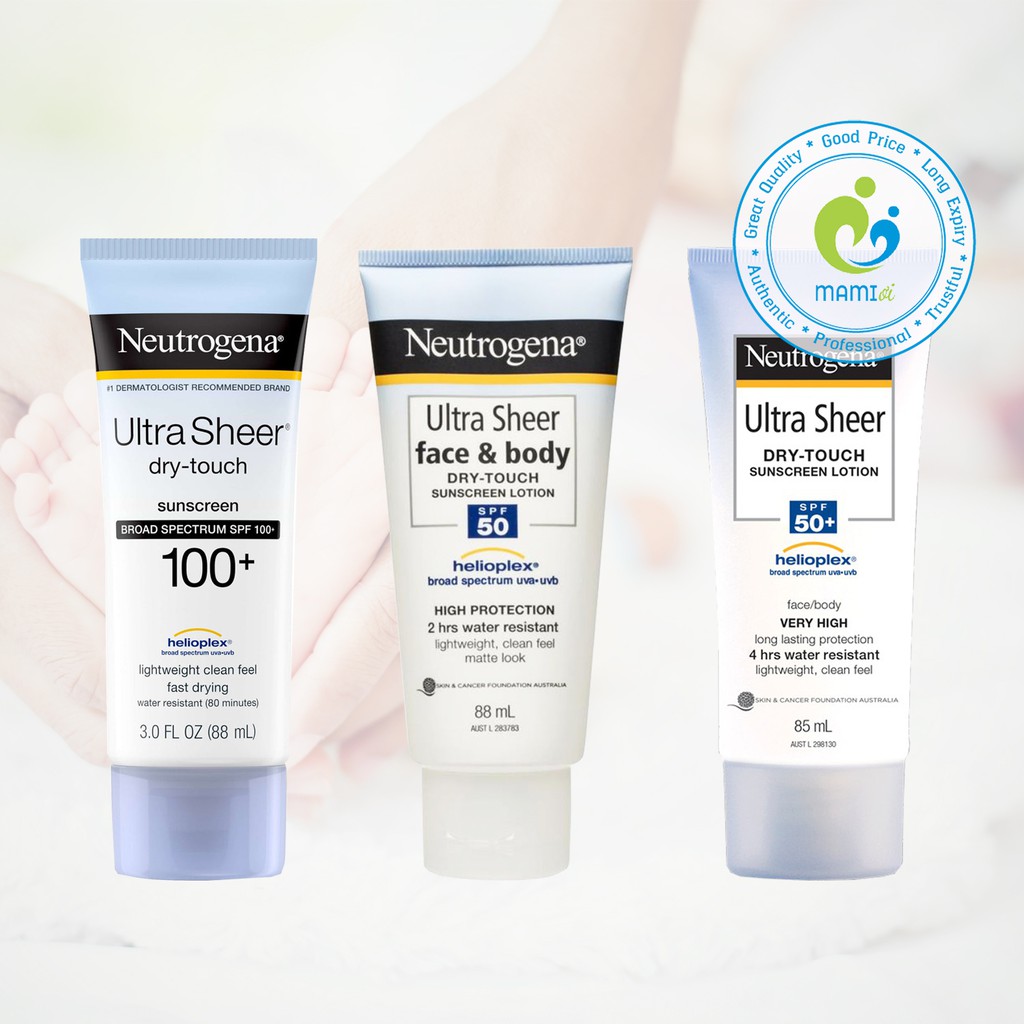 Kem (88/85ml) chống nắng cho trẻ từ 6 tháng tuổi Neutrogena Ultra Sheer Dry-Touch Sunscreen SPF 50/50+/100+, USA