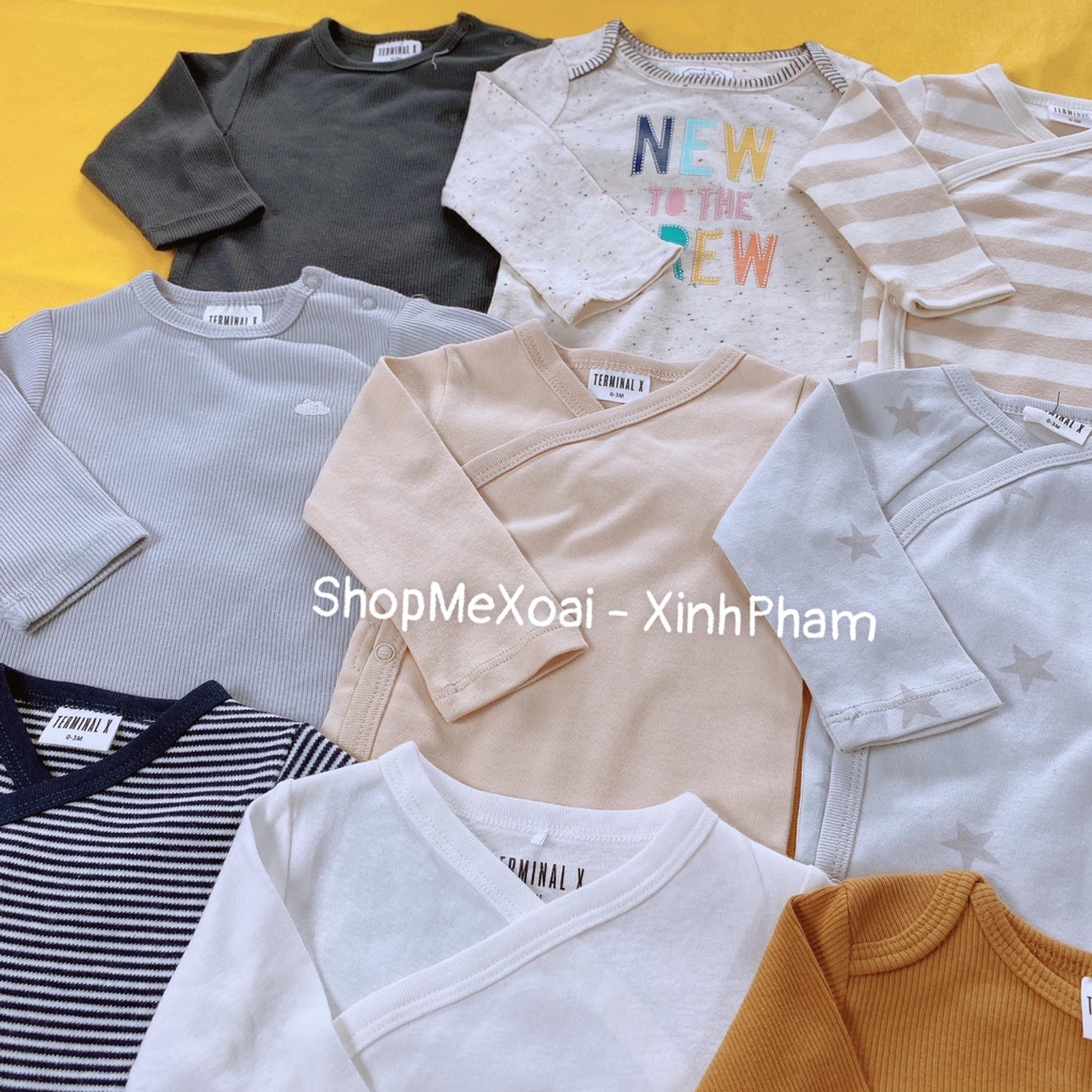 Body chip dài tay Terminal X size 6-12M (6-8kg) vải 100% cotton xuất dư cao cấp