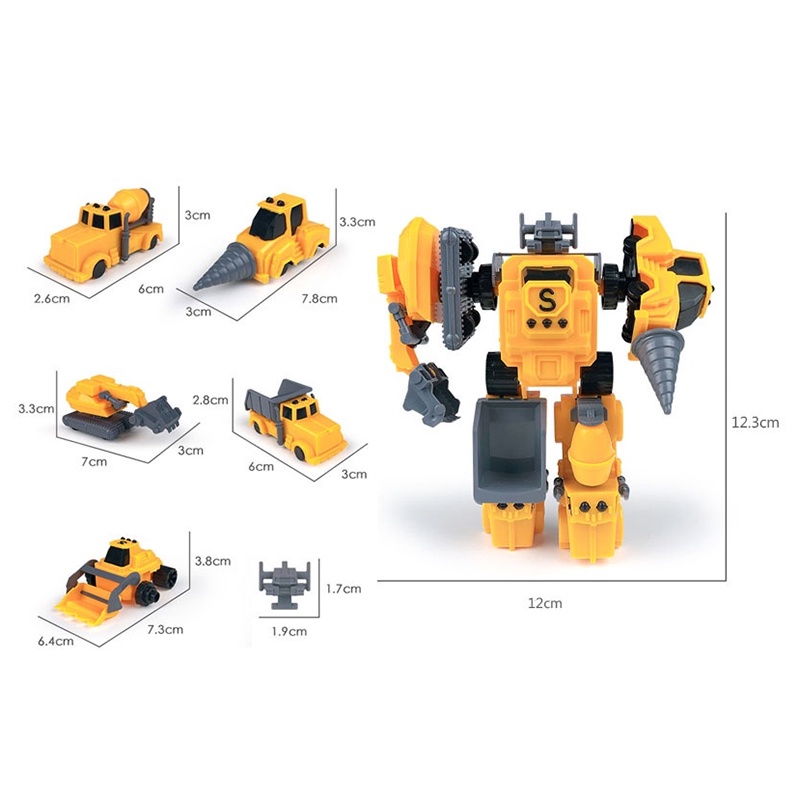5 Xe Mô Hình Xe Công Trình Biến Hình Robot Đồ Chơi Cho Bé Trai