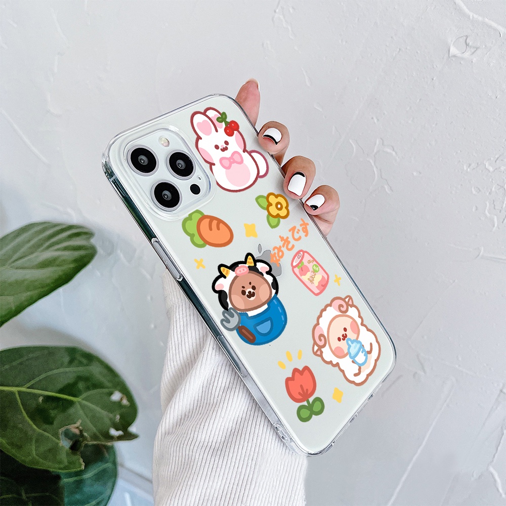 Ốp Điện Thoại Tpu Mềm In Hình Gấu / Thỏ Dễ Thương Cho iPhone 11 12 13 pro max XS X XR XSMax 7 8 6 6s plus SE 2020