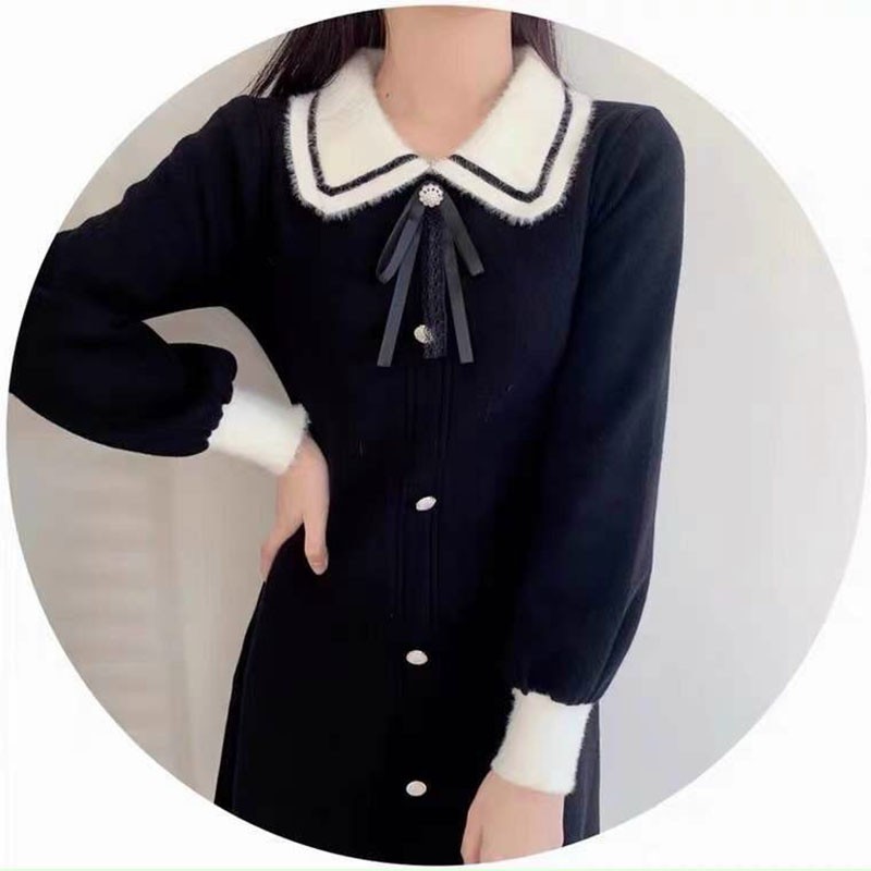 Váy Nữ Chất Len Quảng Châu Pha Cổ Sen Trắng Hàng Cao Cấp M048 | BigBuy360 - bigbuy360.vn