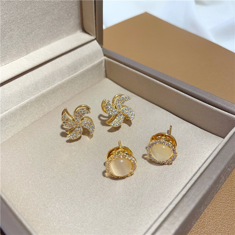 Bông Tai Mạ Bạc 925 Đính Đá Opal Có Thể Xoay Phù Hợp Với Mọi Thiết Kế Phù Hợp