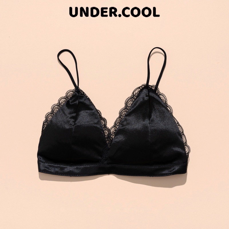 Áo Bra Lụa Bóng UNDERCOOL Phi Lụa Đệm Mỏng Dây Chun Viền Ren Sexy Thu Hút