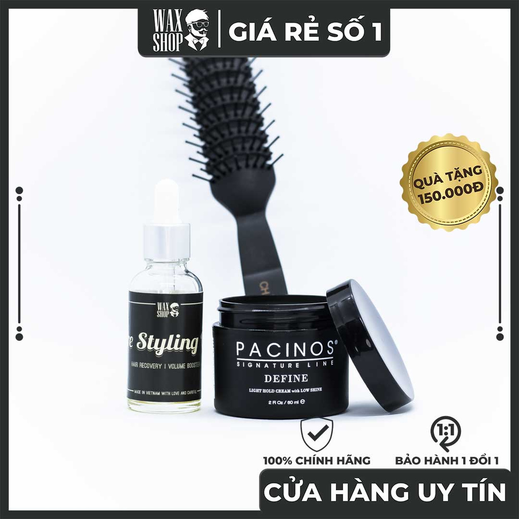 Sáp Vuốt Tóc Pacinos Define ⚡[Bao Test] ⚡Siêu Giữ Nếp Tóc tới 24 Tiếng, Tặng Kèm Pre-Styling Oil và Lược (Được Chọn)