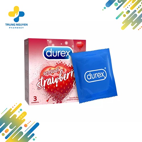 Bao cao su Durex Sensual Strawberry (Hộp 3 cái)