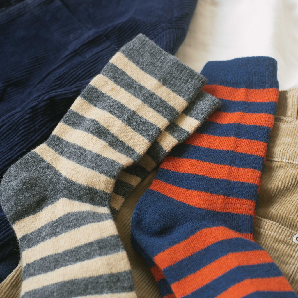 Tất len nữ cao cổ kẻ ngang Wool Stripes