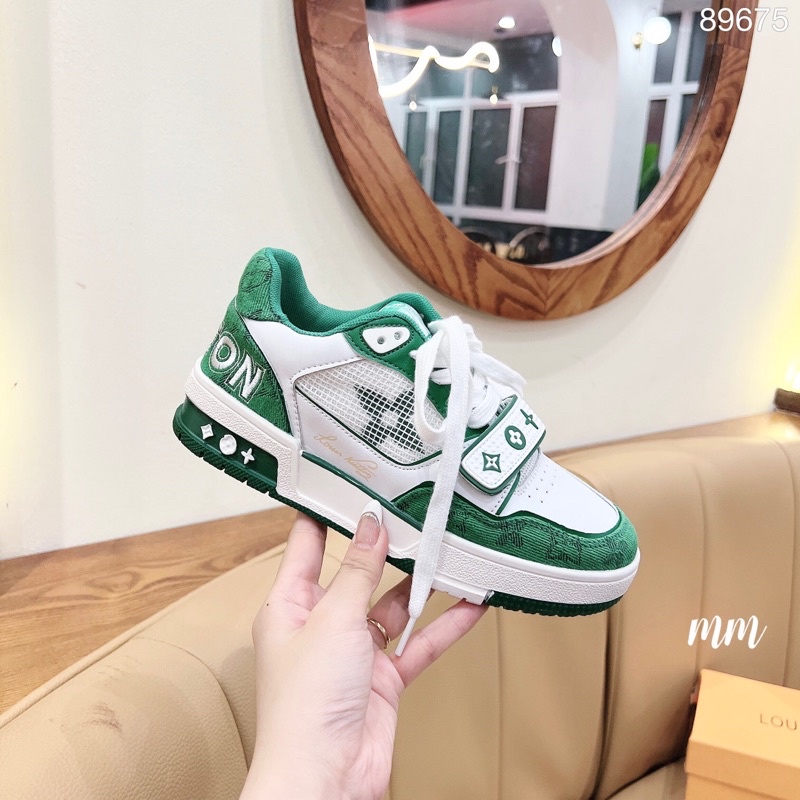 Giày Thể Thao Sneaker LV Vân Chìm Đai Ngang Hoạ Tiết Fullbox