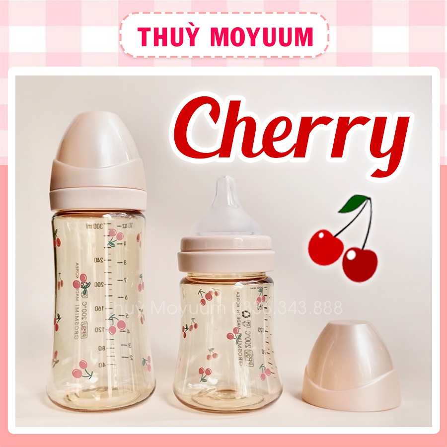 Bình sữa Grosmimi Cherry 200ml/300ml Hàn quốc (tách set không hộp)