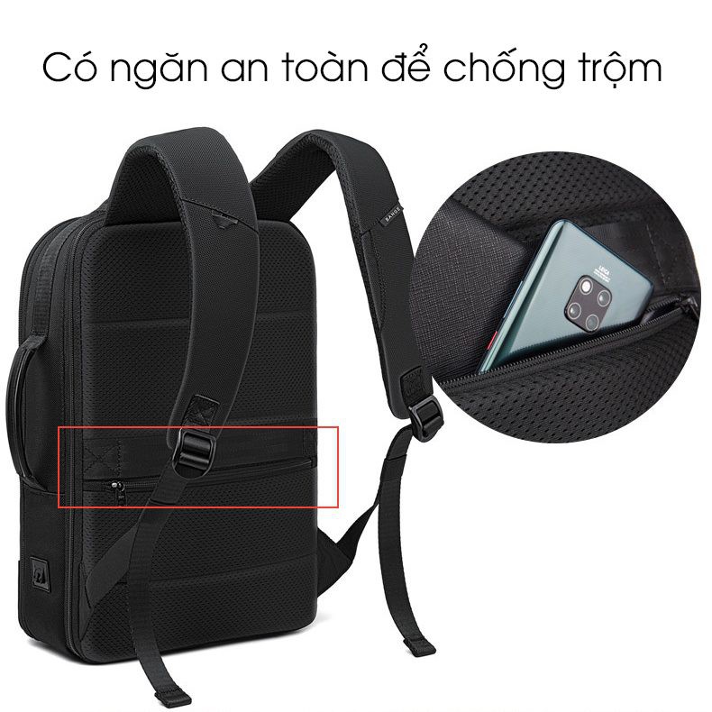 Ba lô laptop thông minh mặt da sang trọng, tiêu chuẩn châu Âu – BANGE – S52