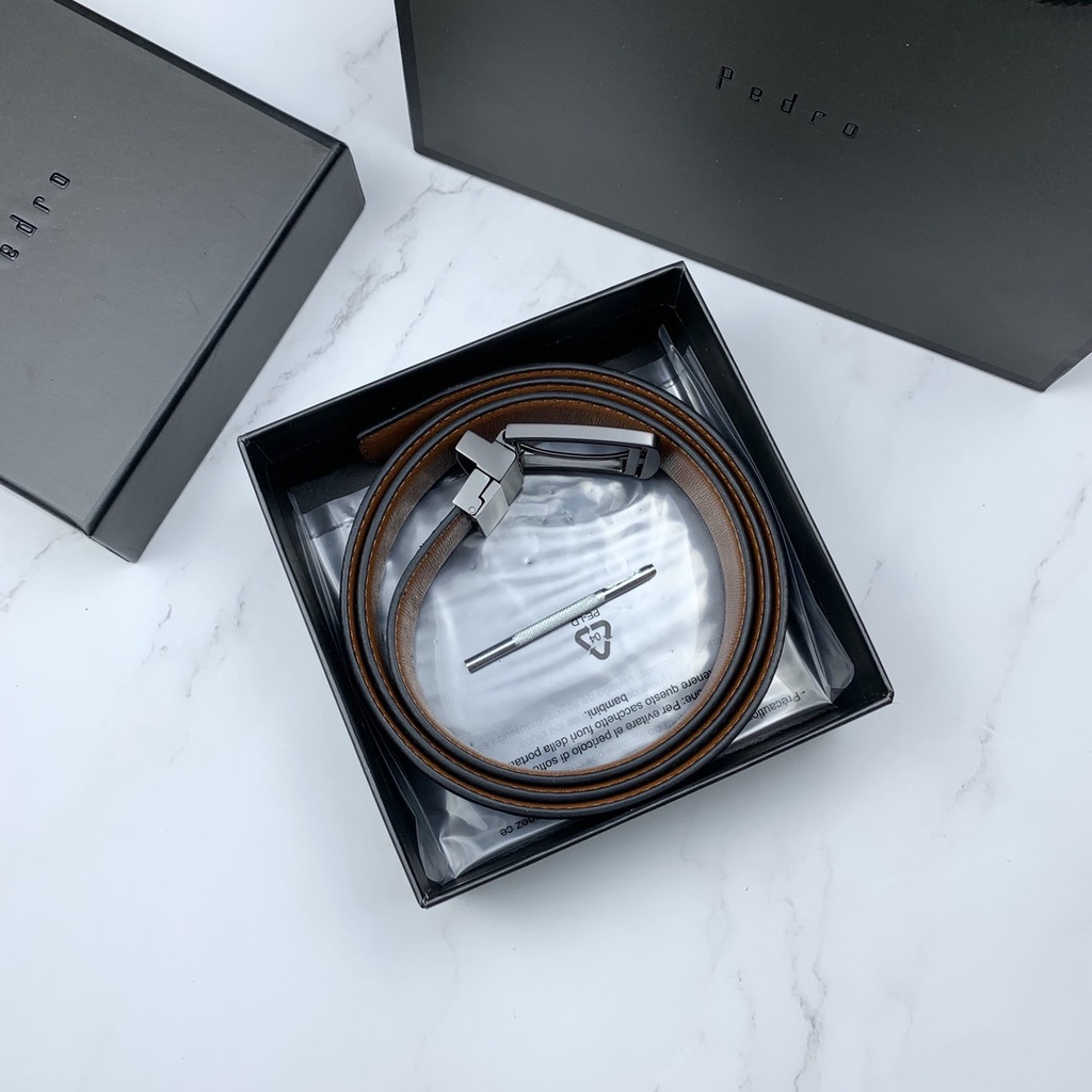 Thắt lưng  2 Xoay mặt dây PEDRO hàng xuất xịn Chuẩn Auth FullBox - Không bong tróc