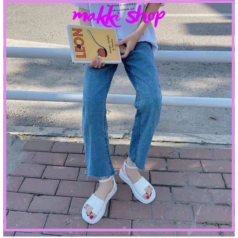 Dép sandal nữ xỏ ngón cài khuy sau, sandal nữ đế bằng thời trang giá rẻ MAKKI SHOP TD624