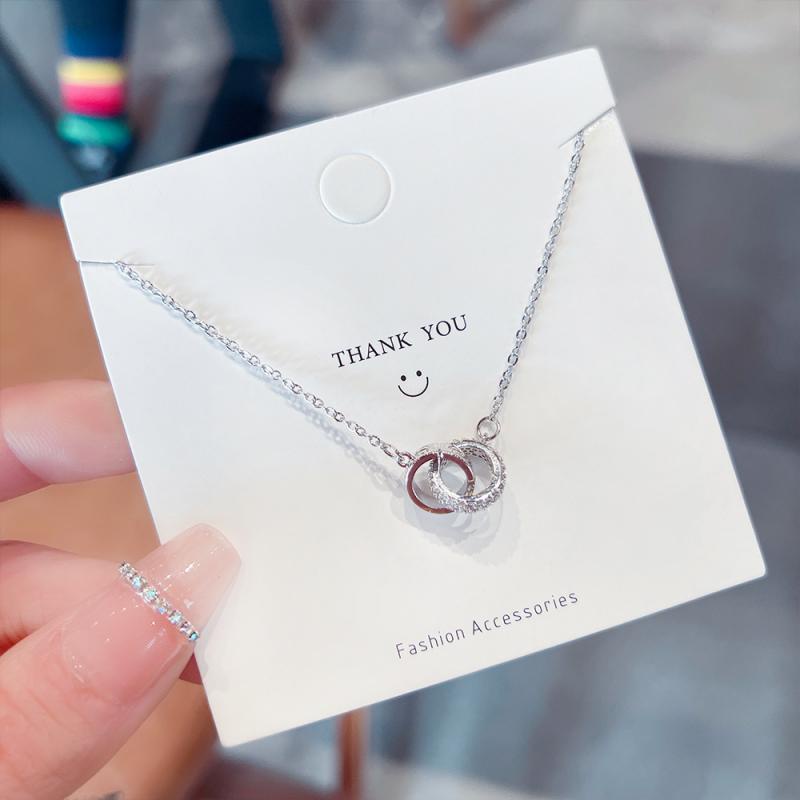 XIAOBOACC Dây Chuyền Hai Lớp Bằng Thép Titan Mặt Tròn Cho Nữ 38CM + 6CM