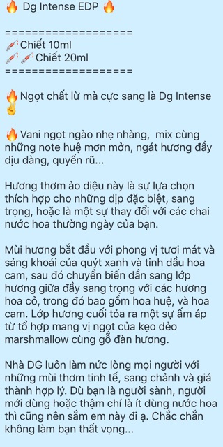 | MINMIN |Nước hoa mẫu thử Nữ Dolce & Gabbana Intense EDP | BigBuy360 - bigbuy360.vn