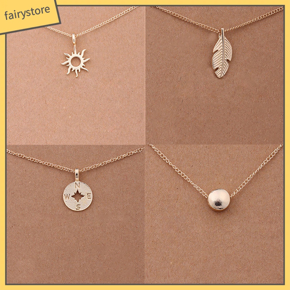 Vòng cổ kim loại mặt lá / la bàn thời trang cho nữ