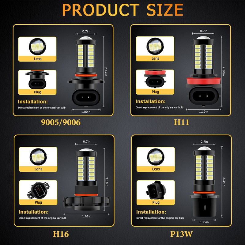 1 miếng Đèn Led Sương Mù LYMOYO 12-24v P13W H16 5202 H11 Led 9005 Hb3 9006 Hb4 5730 33 Cho Xe Hơi