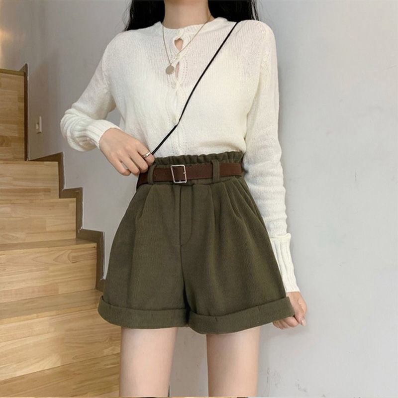 COZOK Quần Đùi Lưng Cao Ống Rộng Thời Trang Dành Cho Nữ