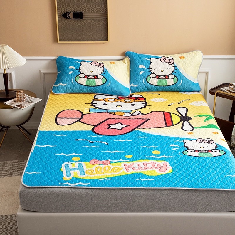 Chiếu điều hoà mủ cao su non 5D Latex mẫu cho các bé yêu thích (tặng kèm 2 vỏ gối đồng bộ )