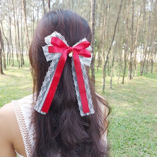 Kẹp tóc nơ hàn quốc HABABU nơ tiểu thư xinh đẹp KT20, cài nơ kẹp tóc đính ngọc dễ thương màu hồng