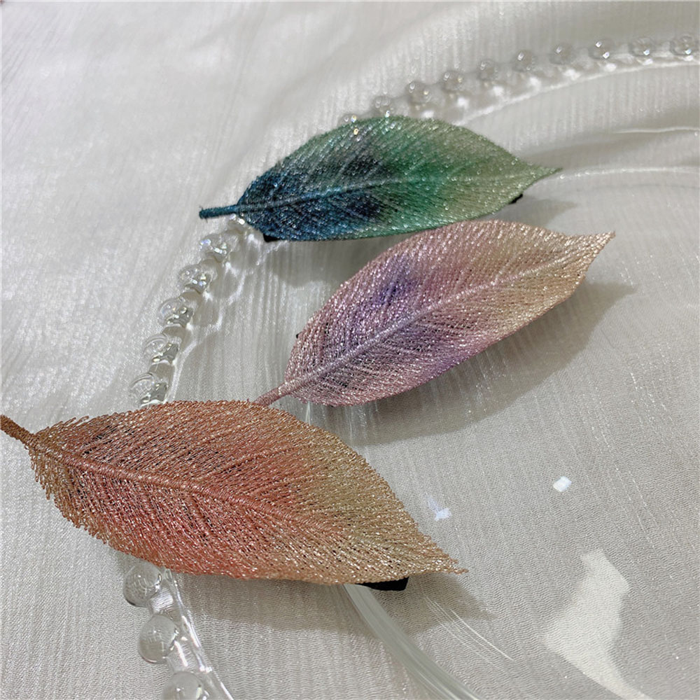 Kẹp Tóc Hình Chiếc Lá Dễ Thương Màu Gradient Sau2Life