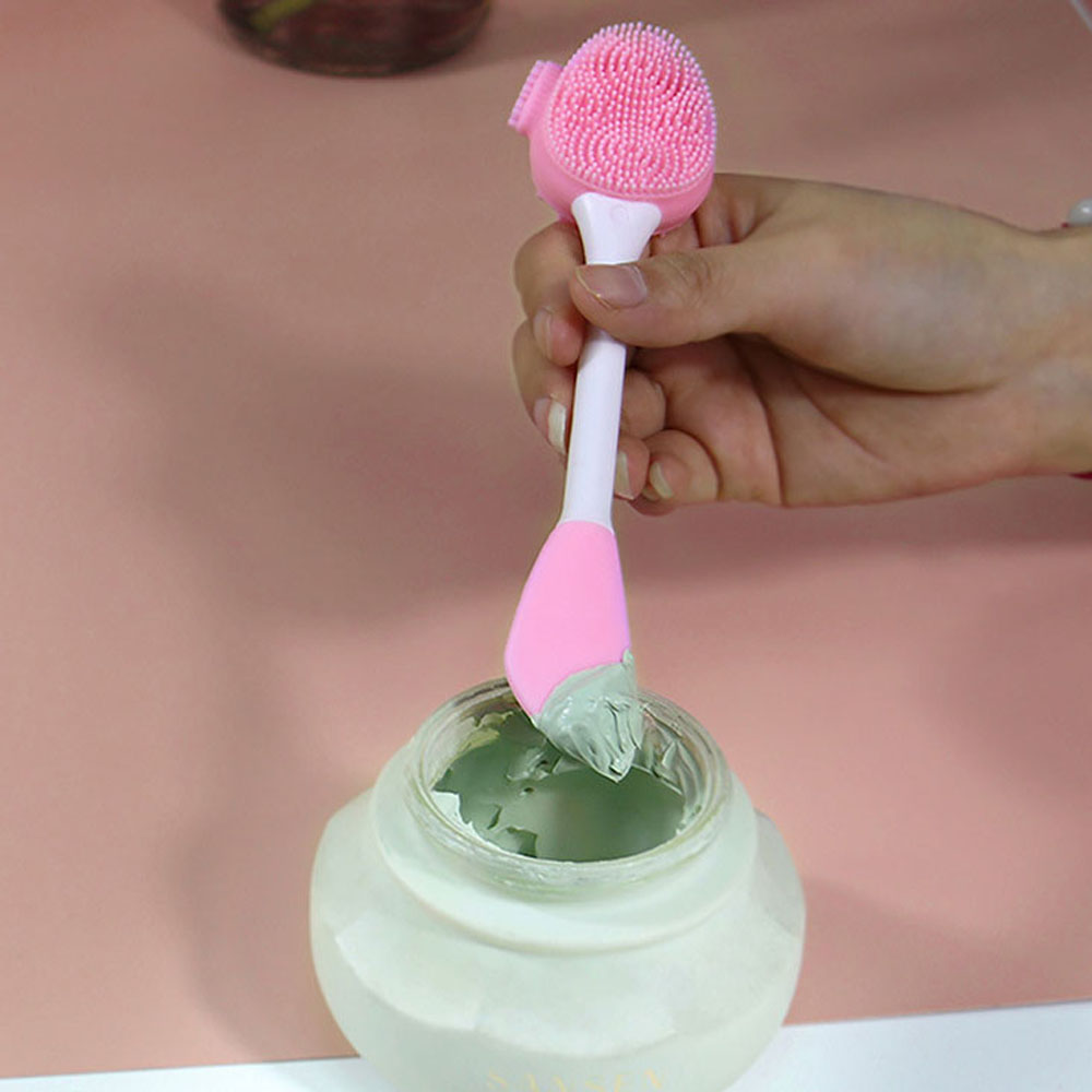 [Hàng mới về] Bàn chải rửa mặt bằng silicon hai mặt hỗ trợ loại bỏ mụn đầu đen