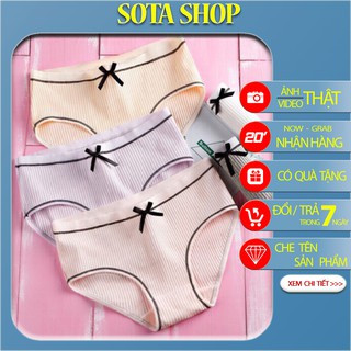 Set 10 quần chip dễ thương - quần chíp gân tăm đính nơ - Đồ lót nữ