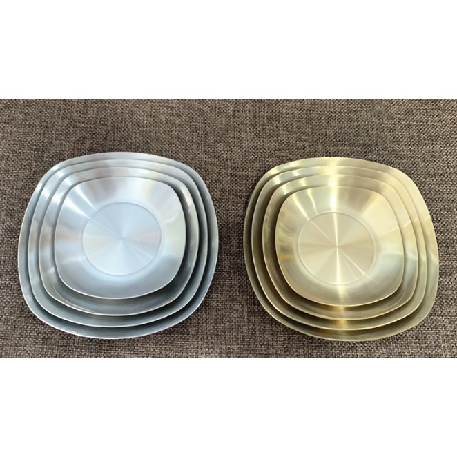 Đĩa inox vuông vàng Hàn Quốc