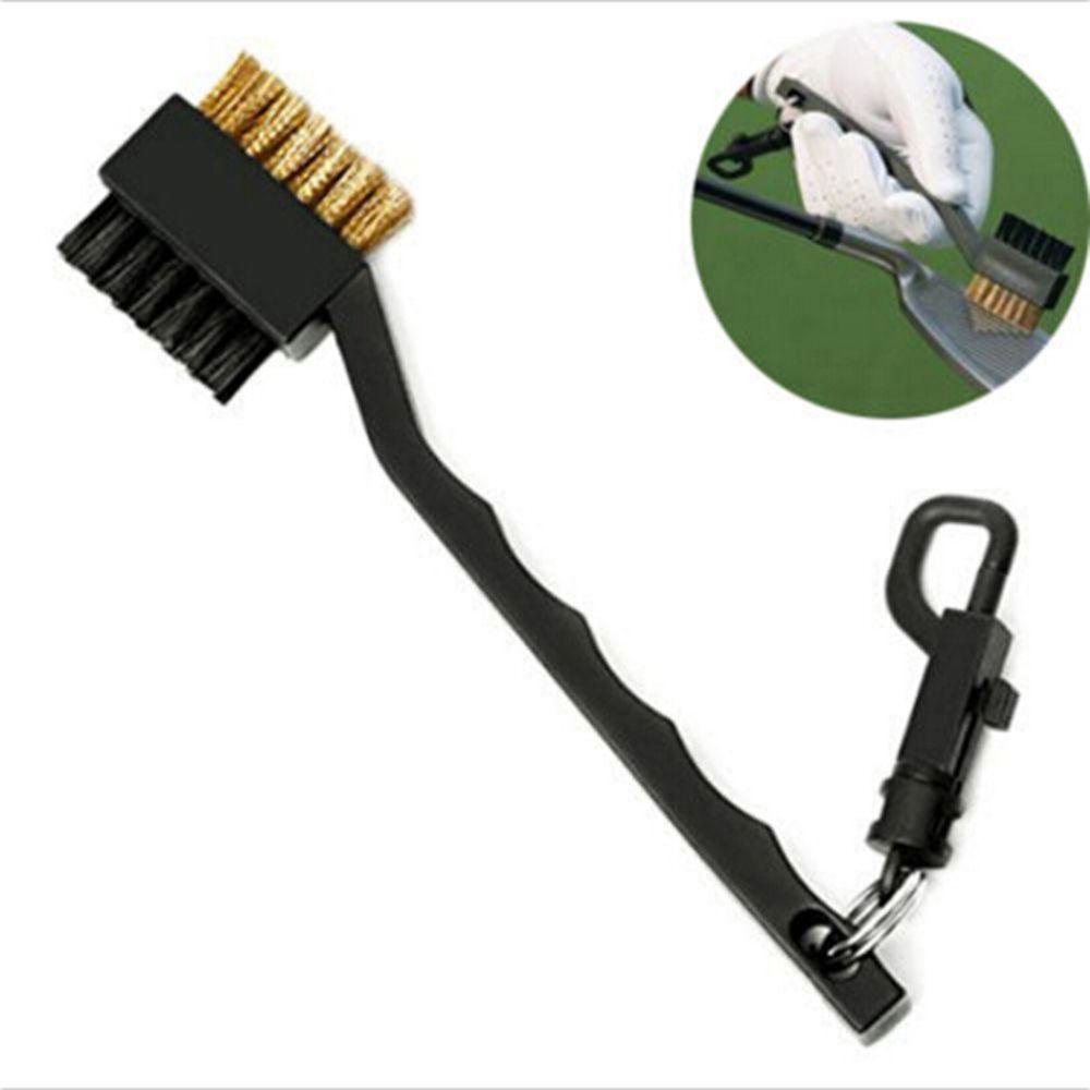 Bàn Chải Nylon Đánh Golf 2 Mặt Màu Đen Gọn Nhẹ Kèm Kẹp Tiện Dụng