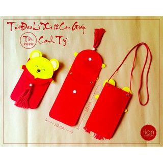 TÚI ĐEO LÌ XÌ  HANDMADE 12 CON GIÁP: TÝ