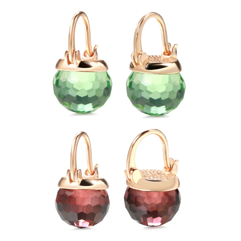 Bông Tai Dáng Dài Hình Quả Cầu Thủy Tinh Phối Hạt Pha Lê Thời Trang Thanh Lịch Cho Nữ