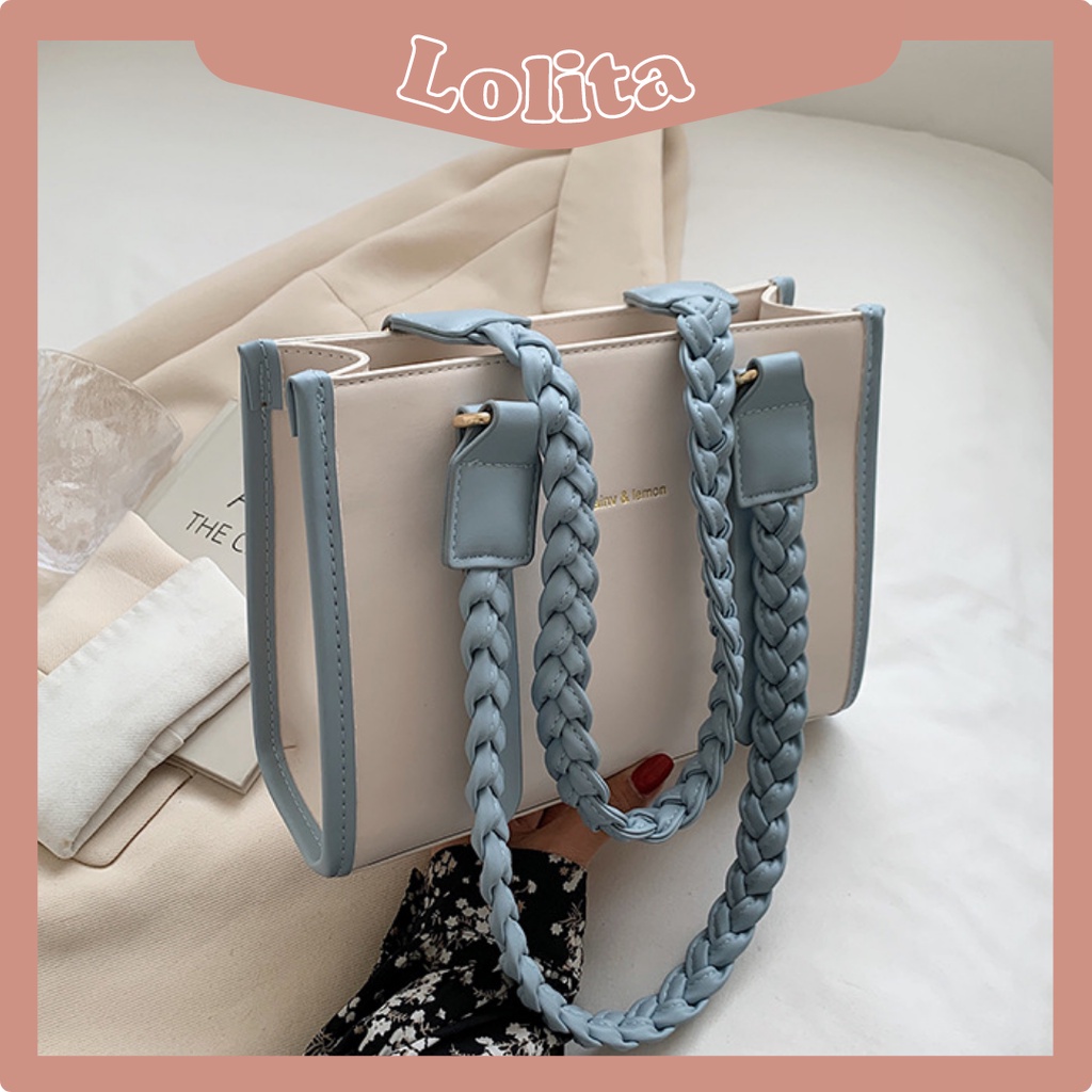 Túi Xách Nữ Tote Kẹp Nách LILAS Baggu Da PU Dây Đan Khoá Kéo