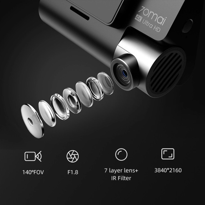 Camera hành trình ô tô Xiaomi 70mai. Bản Quốc Tế A800S, 4K, Wifi (Bộ tích hợp Camera Trước và Sau) - Bảo hành 12 Tháng