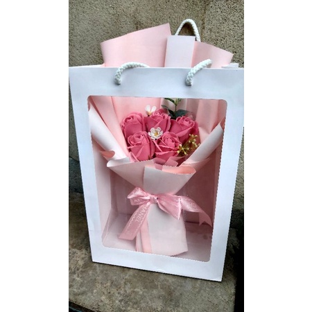 BÓ HOA SÁP 5 BÔNG KÈM TÚI VÀ ĐÈN NHÁY