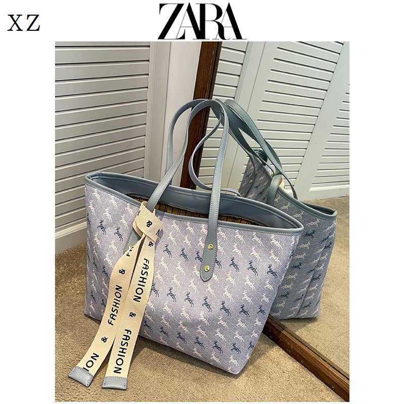 Túi Xách Đeo Vai ZARA Cỡ Lớn Phối Màu Tương Phản Thời Trang Mùa Hè Cho Nữ