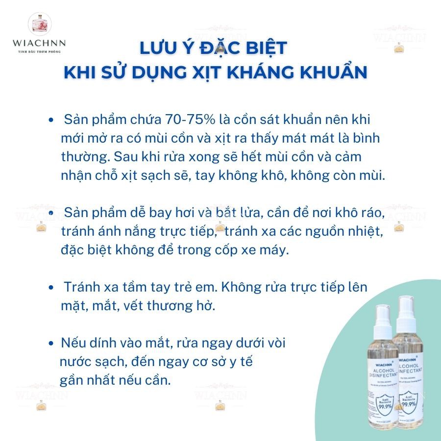 Chai Xịt Kháng Khuẩn Khử Trùng WIACHNN 100ML Nước Diệt Khuẩn Khô Rửa Tay Vệ Sinh Đồ Dùng Tiện Lợi Nhỏ Gọn XKK