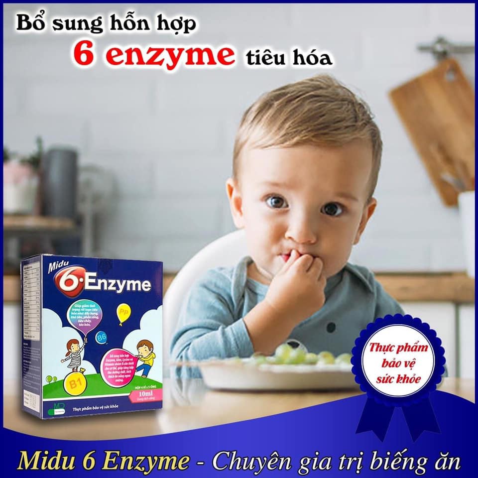 MIDU 6 ENZYME [Hộp 20 ống 10ml] - Hỗ trợ tiêu hoá, cải thiện biếng ăn ở trẻ [midu 6 enzym / laminkid]