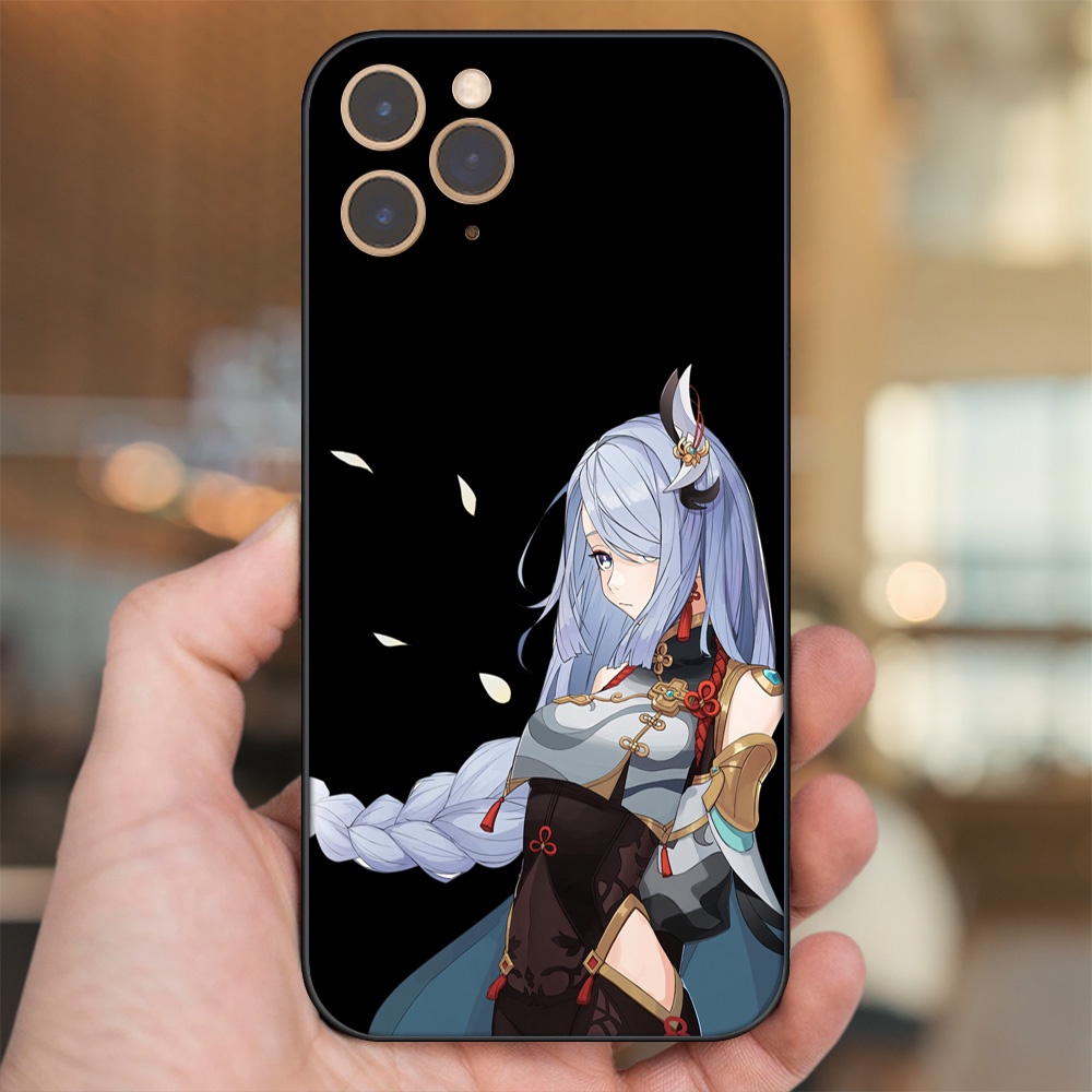 Ốp lưng iPhone 11 Pro dẻo đen cạnh vuông in hình Shenhe Genshin Impact