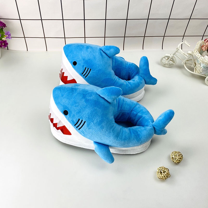 giày Dép bông đi trong nhà đế dày hình cá mập dễ thương ấm áp