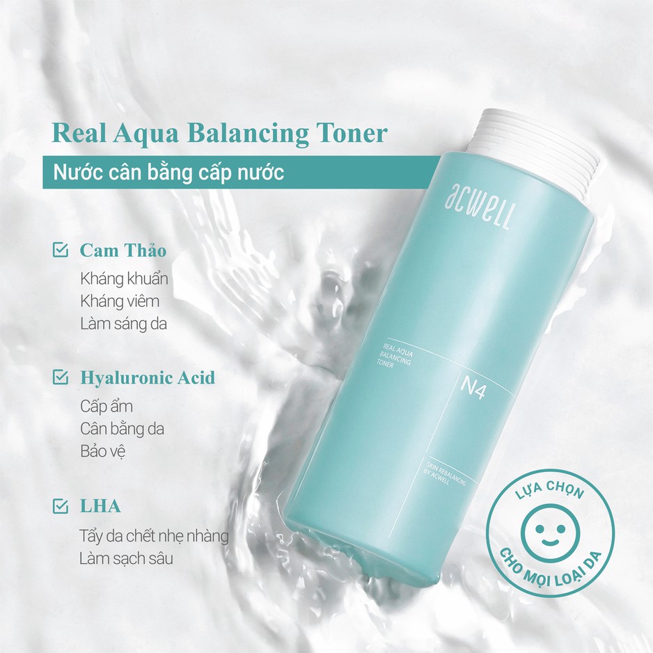 Nước Cân Bằng Cấp Nước Acwell Real Aqua Balancing Toner 160ml