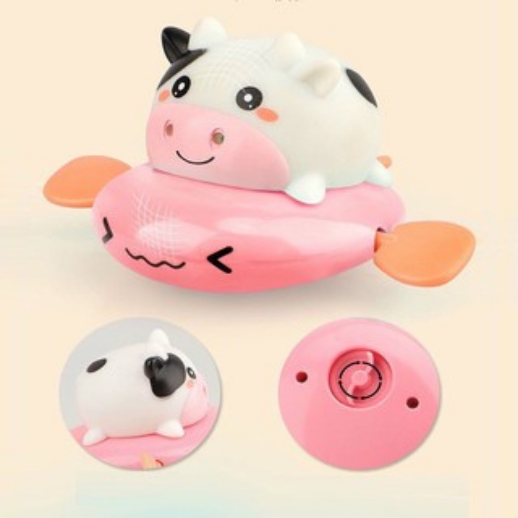 Đồ chơi nhà tắm cho bé, dạng THÚ BƠI BÒ, HEO PHUN NƯỚC CHÈO THUYỀN THẢ BỒN TẮM CHO BÉ