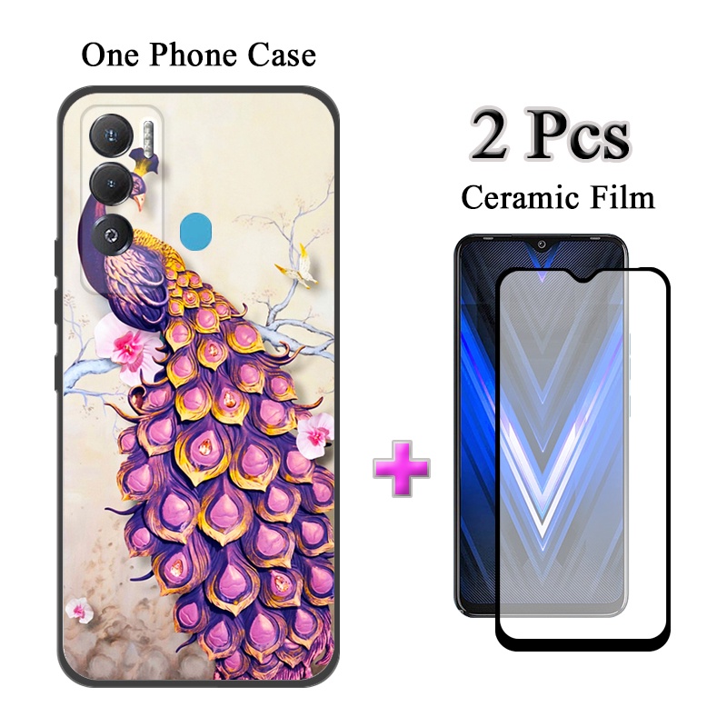 Ốp Lưng Kèm Kính Cường Lực Cong 2 Trong 1 Cho Tecno Pova Neo