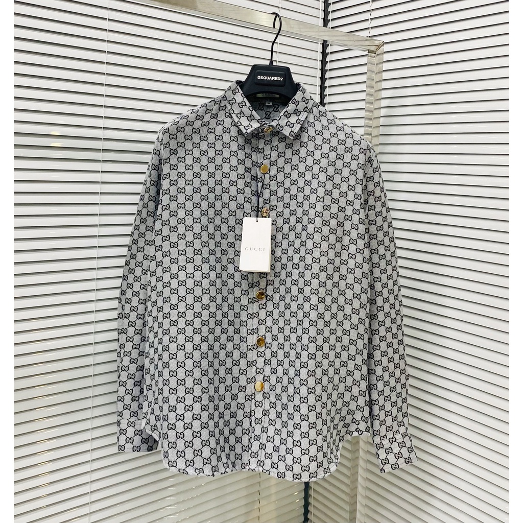 Áo Sơ Mi Nam DIO Họa Tiết Logo Siêu Cấp - Áo Sơ Mi Nam GC Dập Vân Logo Chất Vải Dệp Cao Cấp DT STORE MENWEAR