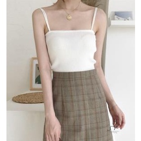 Áo hai dây dệt gân màu trơn sang trọng cho nữ